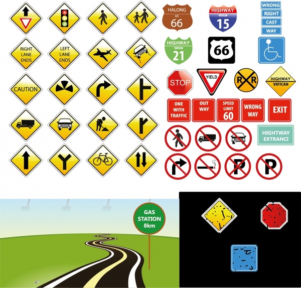 600x574 Traffic Signs Free Vector In Adobe Illustrator