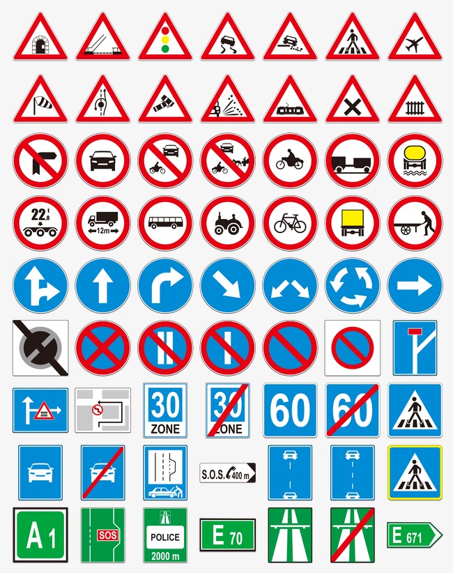 650x822 Vector Traffic Signs, Vector Warning Signs, Arrow, Traffic Signage