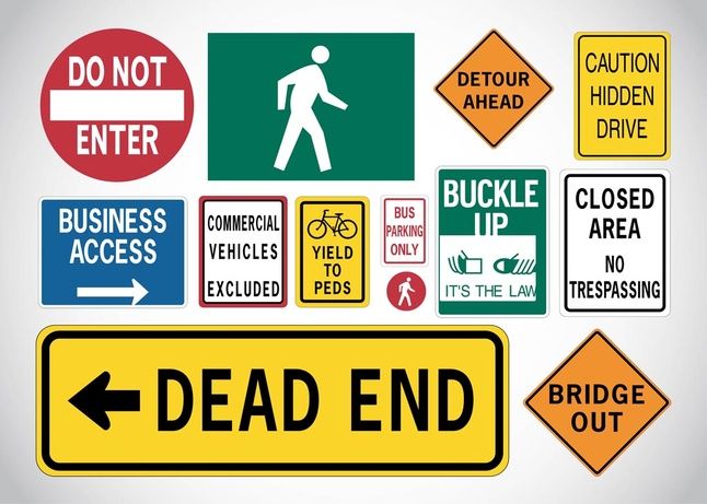 646x461 Awesome Traffic Signs Vector Illustration Icons