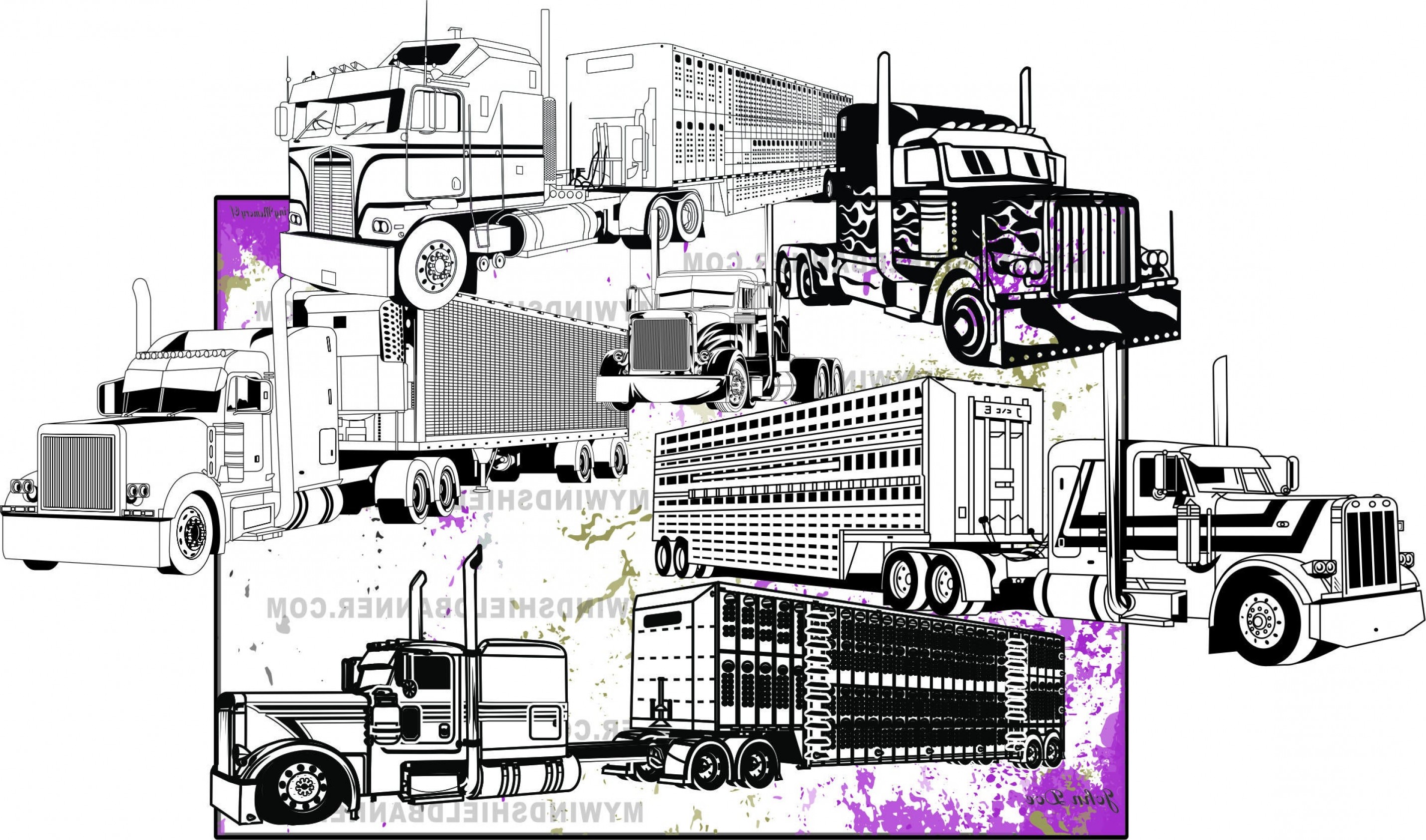 2863x1687 Of A Kind Set Of Semi Trailer Vector Handandbeak