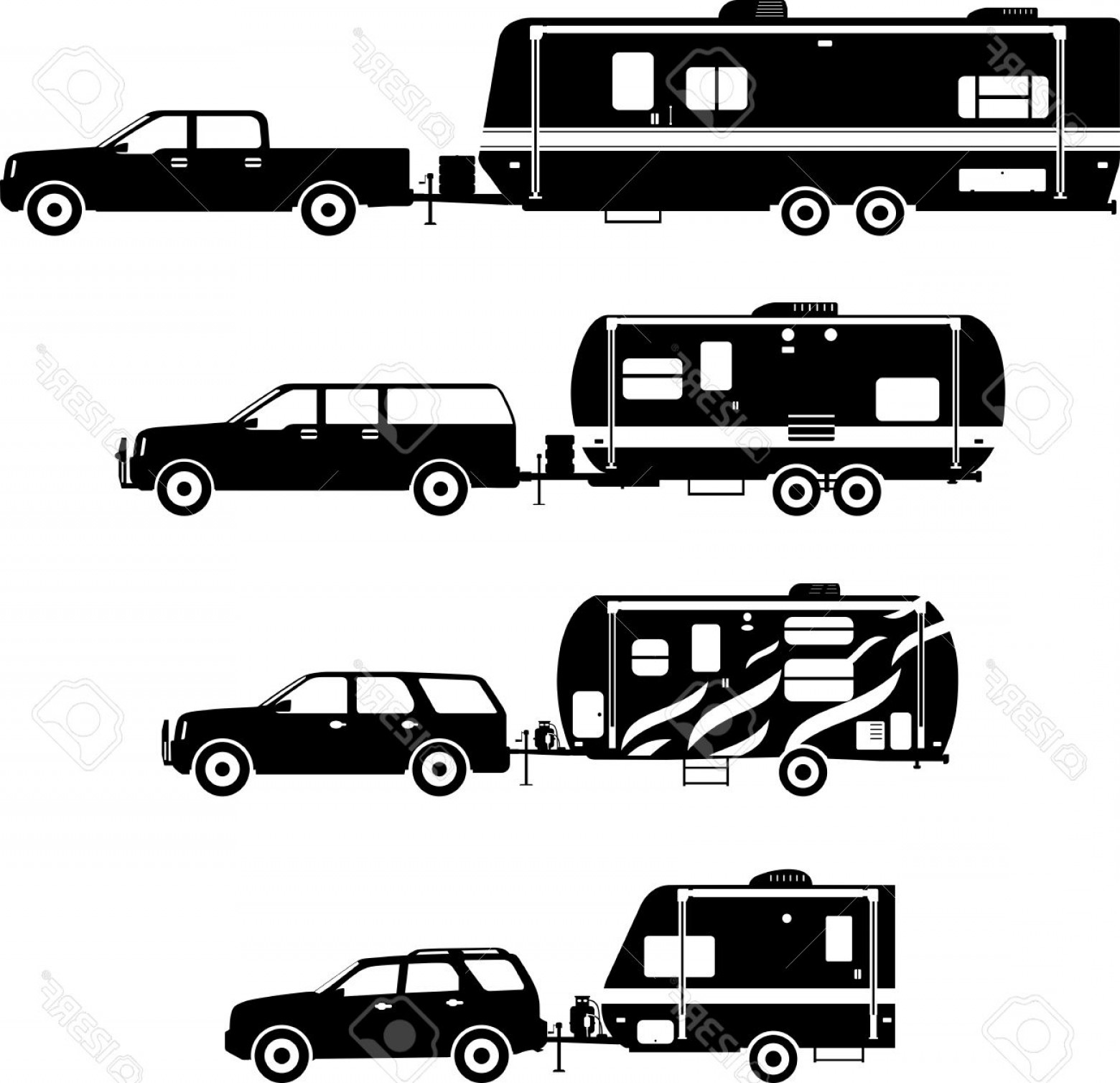 1560x1508 Photostock Vector Silhouette Illustration Of Travel Trailer