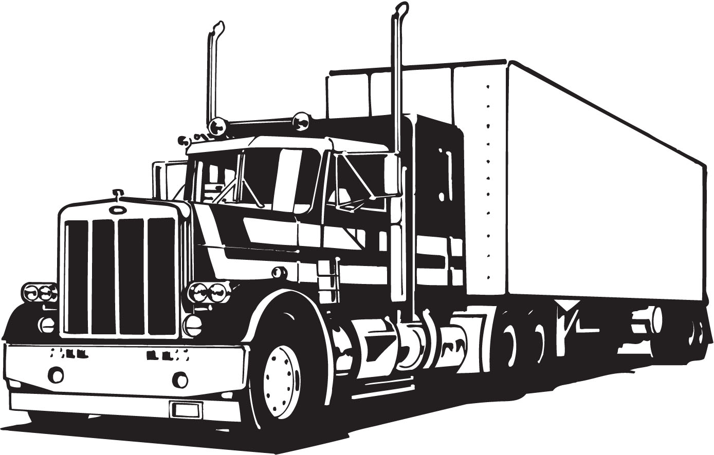 1389x886 Truck Art Vector Semi Truck And Trailer Illustration Tow Clip Art