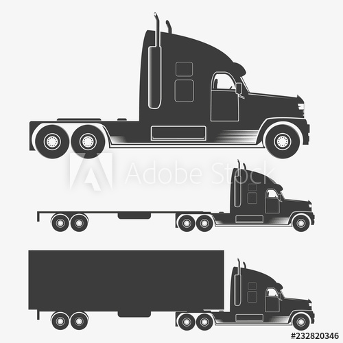 500x500 Truck Set In Gray Color Vector Illustration Of Truck With Trailer