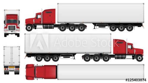 500x282 Big Truck With Trailer Vector Template Semi Truck Isolated