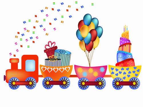 500x375 Cartoon Train With Birthday Card Vector Free Download