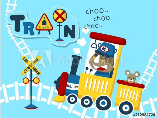 500x375 Little Train Cartoon Vector With Happy Animals