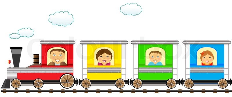 800x337 Cartoon Isolated Colorful Family Train Stock Vector Colourbox