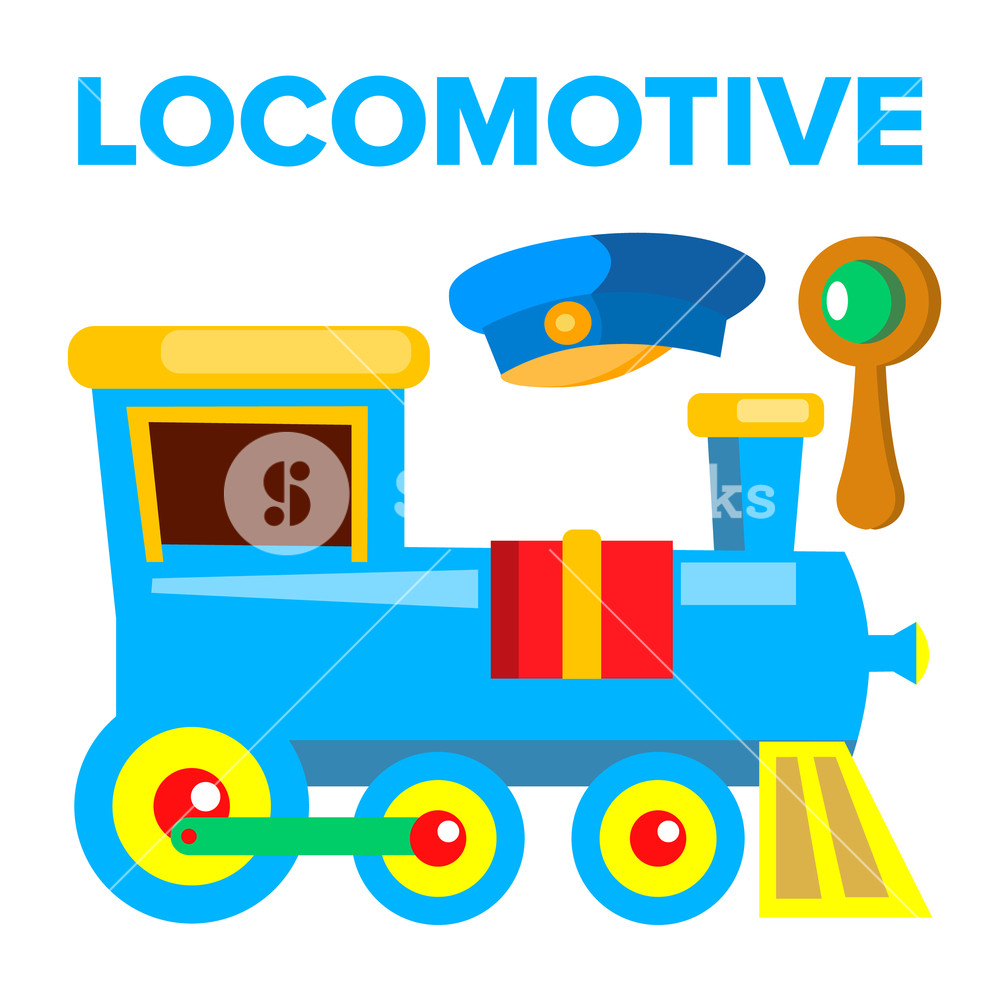 1000x1000 Locomotive Vector Children Toy Train Road Railway Isolated