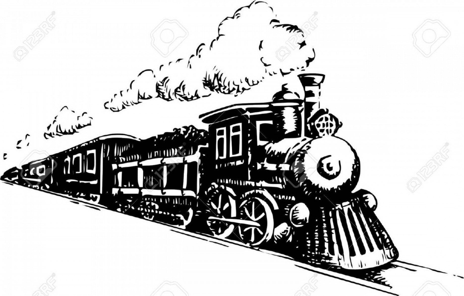 1872x1195 Photostock Vector Old Steam Locomotive Vector Illustration