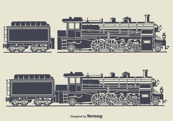 700x490 Retro Train Silhouette Vector Illustration
