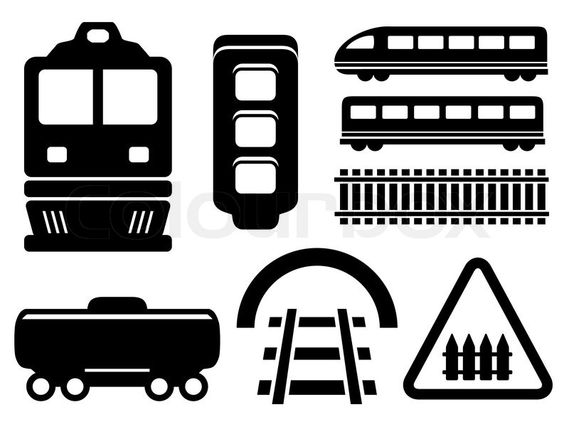 800x593 Black Isolated Objects For Rail Road Stock Vector Colourbox