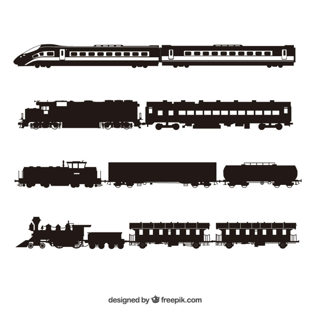 626x626 Trains Silhouette Collection Vector Free Download