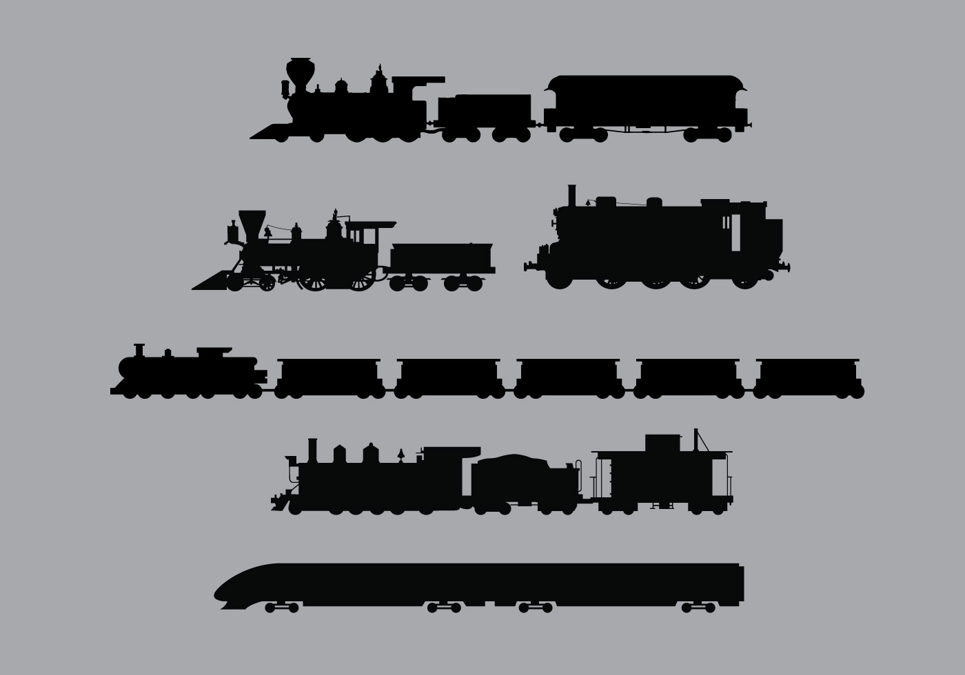 1400x980 Free Vector Train Vector Silhouettes