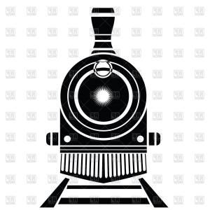 300x300 Old Train Silhouette Front View Vector Clipart Cultracing