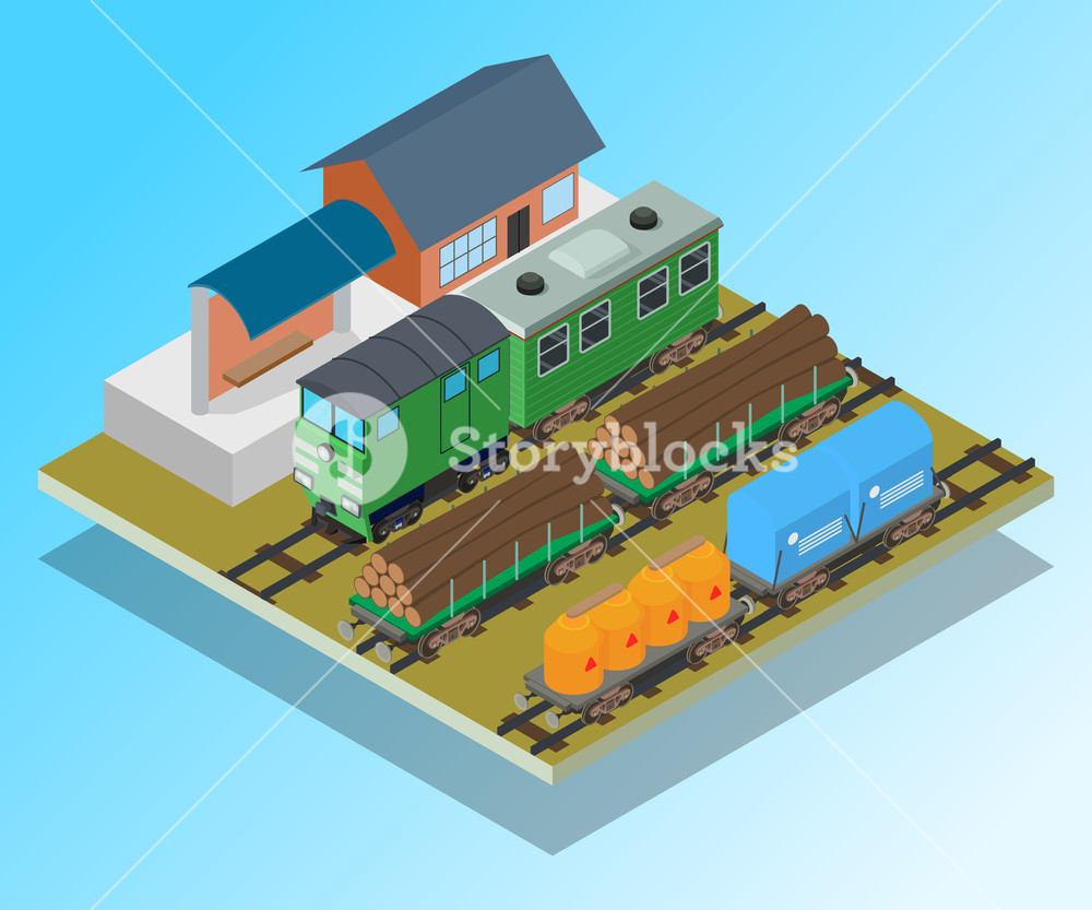1000x833 Train Station Concept Banner Isometric Banner Of Train Station