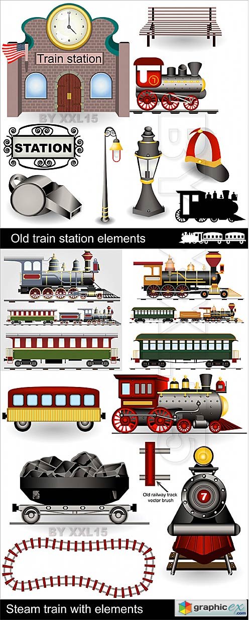 500x1232 Vector Old Steam Train And Station Free Download Vector Stock