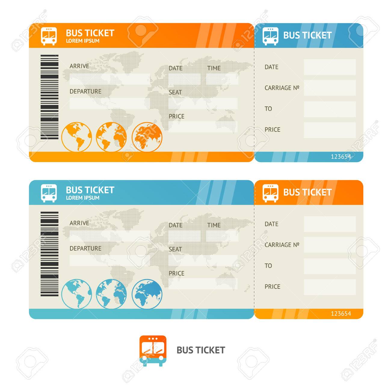 1300x1300 Bus And Train Ticket Vector Stock Illustration Of Rail Within