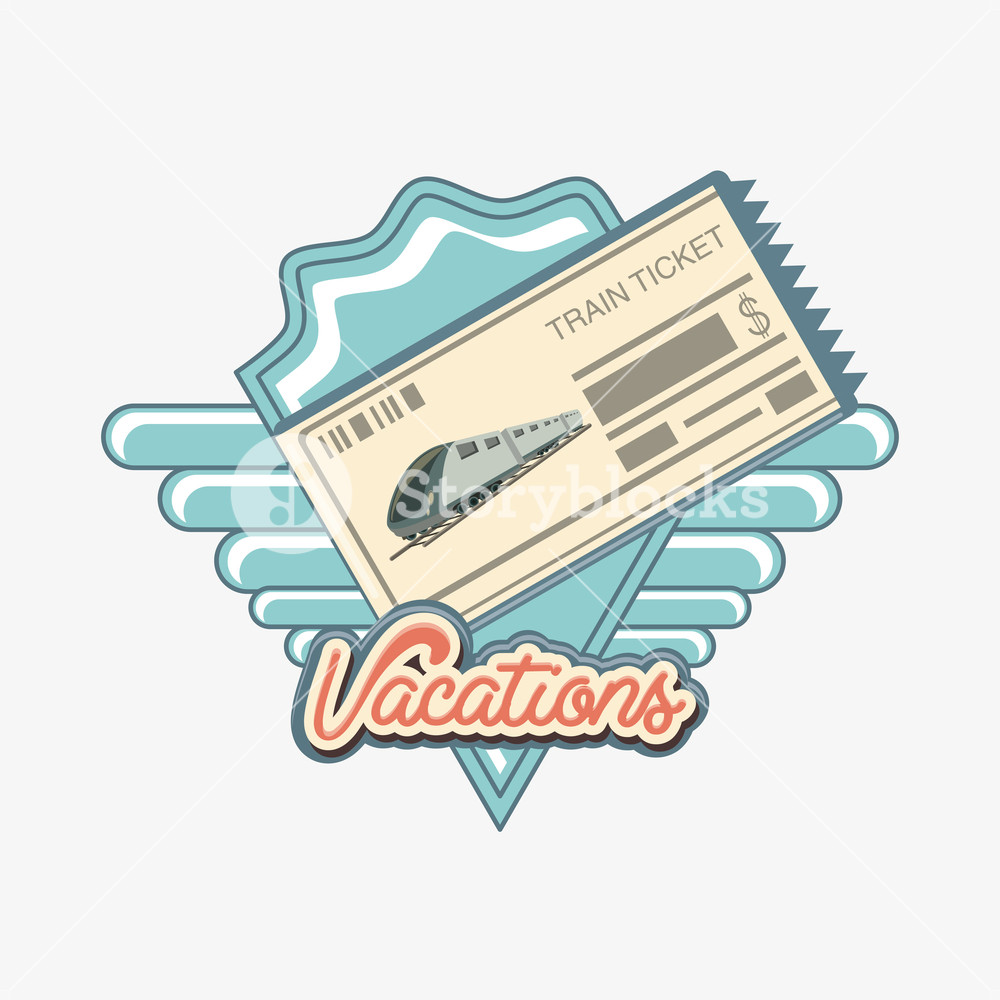 1000x1000 Travel Vacation Train Ticket Vector Illustration Design Royalty