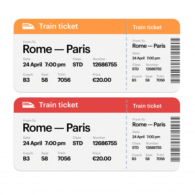 626x625 Set Of The Train Boarding Pass Tickets Vector Premium Download