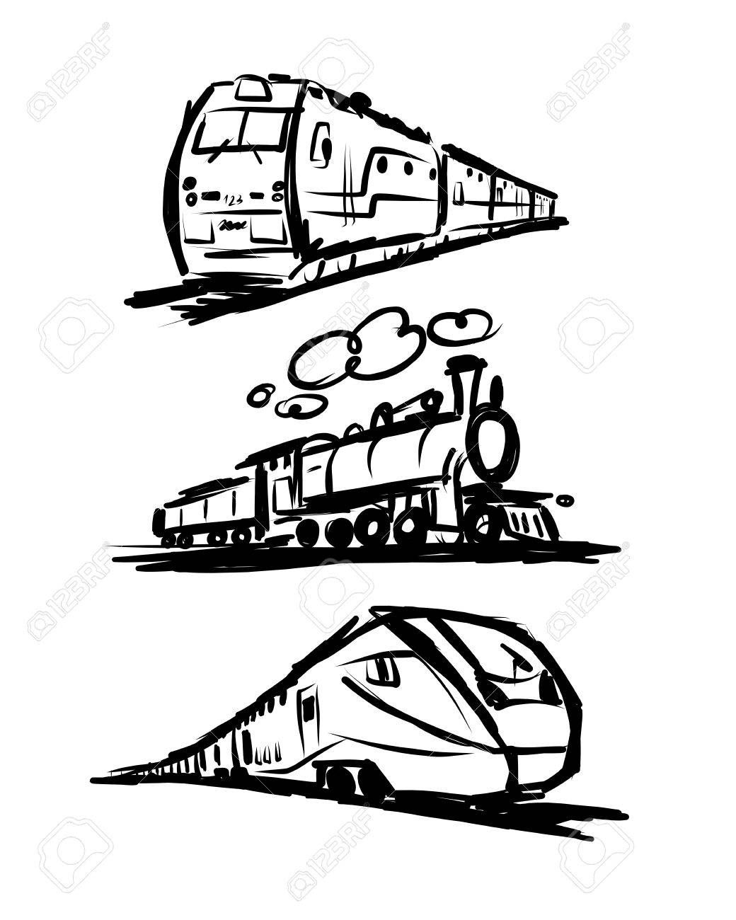 1040x1300 Stock Vector Doodle In Train Sketch, Train Drawing, Train