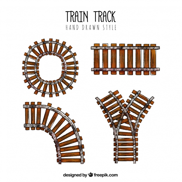 626x626 Train Track Collection Hand Drawn Style Vector Free Download