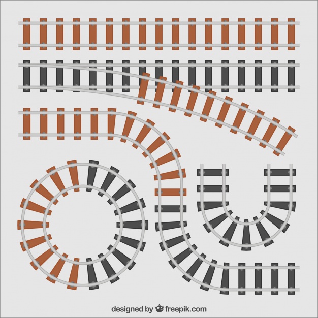 626x626 Two Color Train Track Collection Vector Free Download