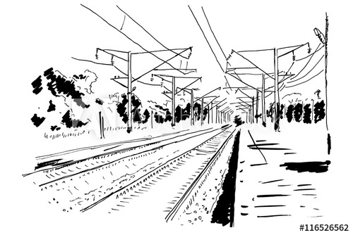 500x334 Vector Curved Endless Train Track Sketch Of Rails And Rail