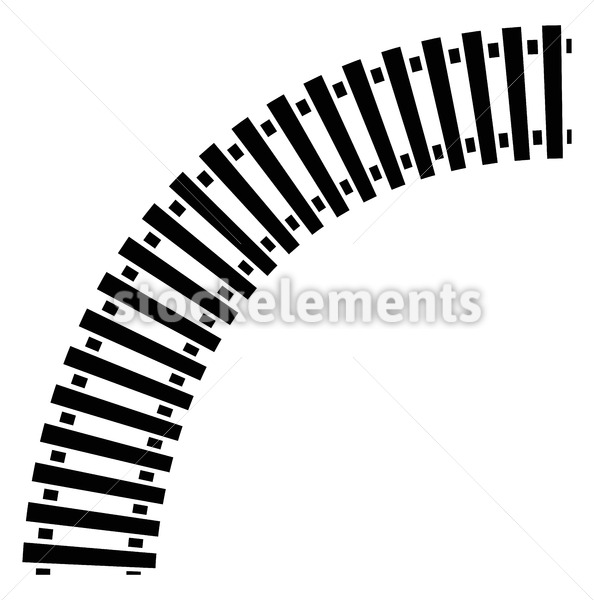 594x600 Curving Train Track, Rail Track Silhouette Isolated
