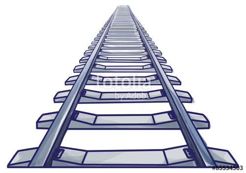 500x352 Endless Train Track Perspective View Of Straight Train Track Blue