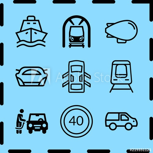 Simple Icon Set Of Travel Related Car, Ship, Vintage Zeppelin 500x500 Simple Icon Set Of Travel Related Car, Ship, Vintage Zeppelin