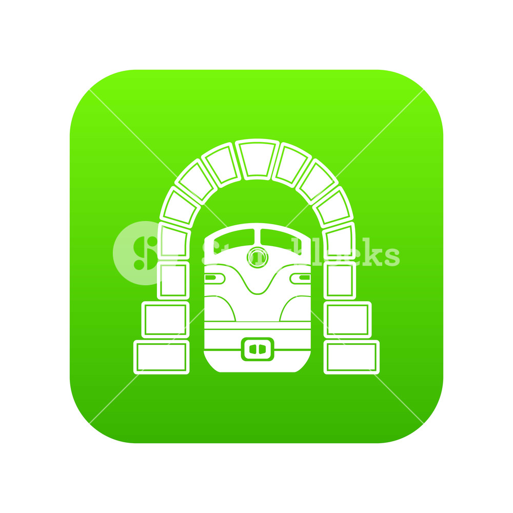 Train In Tunnel Icon Green Vector Isolated On White Background 1000x1000 Train In Tunnel Icon Green Vector Isolated On White Background