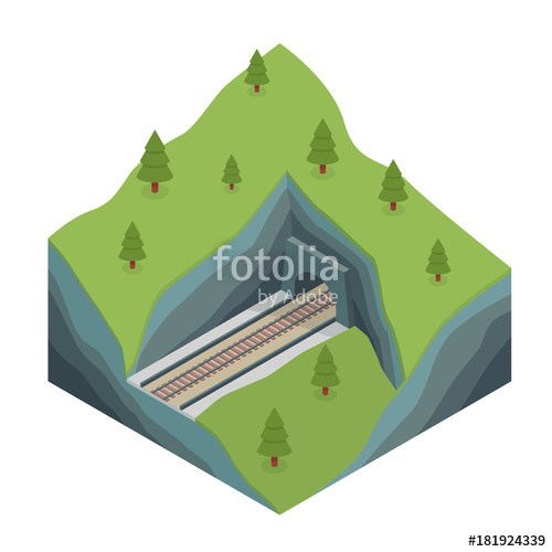 Isometric Train Tunnel In The Rock Stock Image And Royalty Free 500x500 Isometric Train Tunnel In The Rock Stock Image And Royalty Free