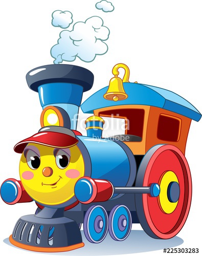 395x500 Funny Multicolored Locomotive, Train Toy Train Vector