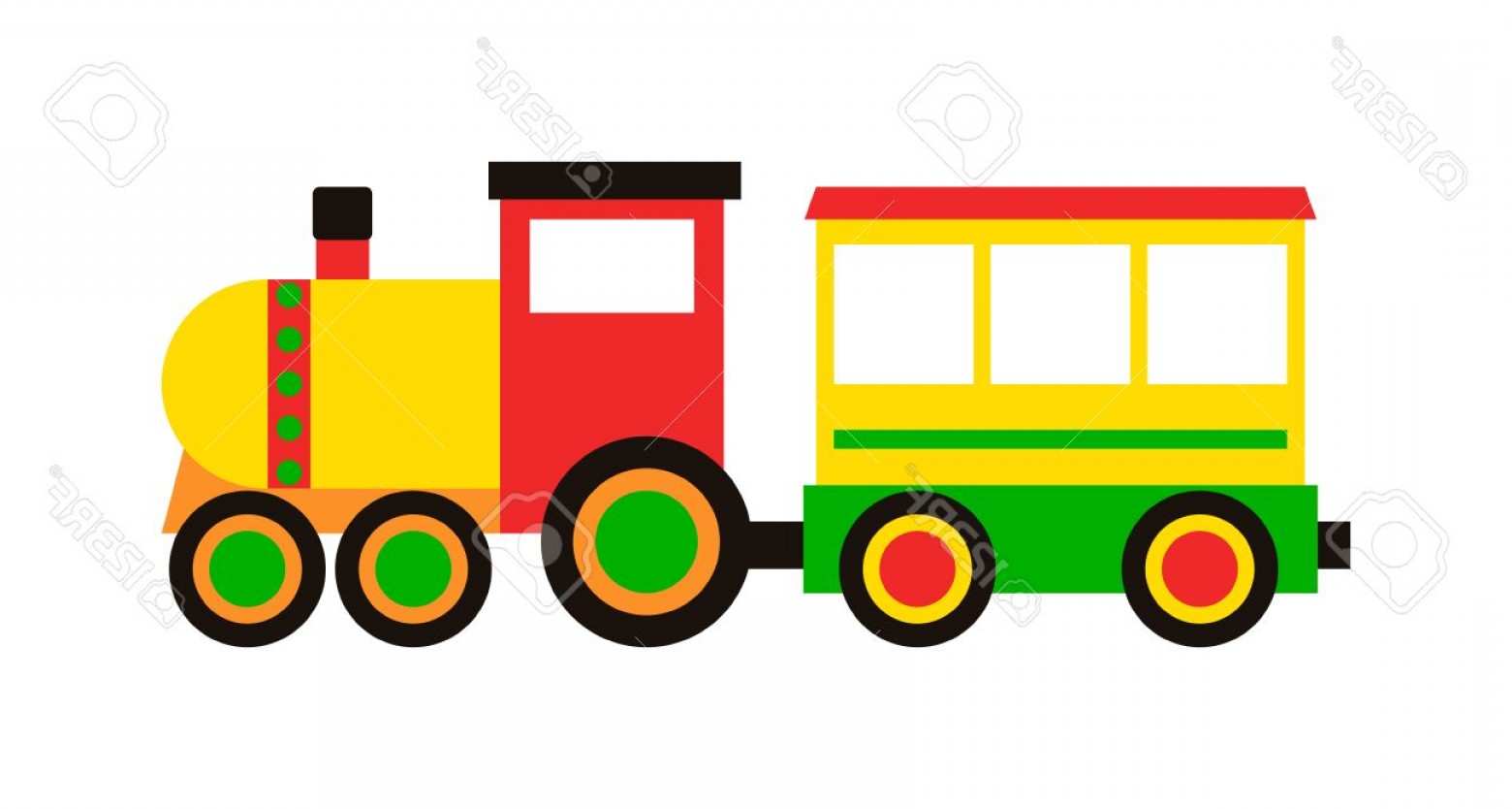 1560x834 Photostock Vector Cartoon Toy Train With Colorful Blocks Isolated