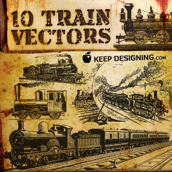 600x600 Vector Art Antique Train And Rail Car Clip Art Graphics Vintage