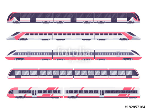 500x375 Set Of Passenger Train Subway Transport Underground Train Metro