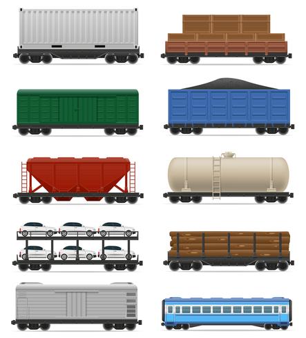 443x490 Set Icons Railway Carriage Train Vector Illustration