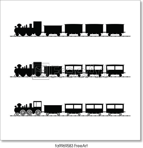 561x581 Free Art Print Of Train Vector Illustration Black Silhouette