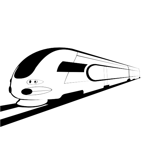 500x500 Abstract Sketch Black White Bullet Train