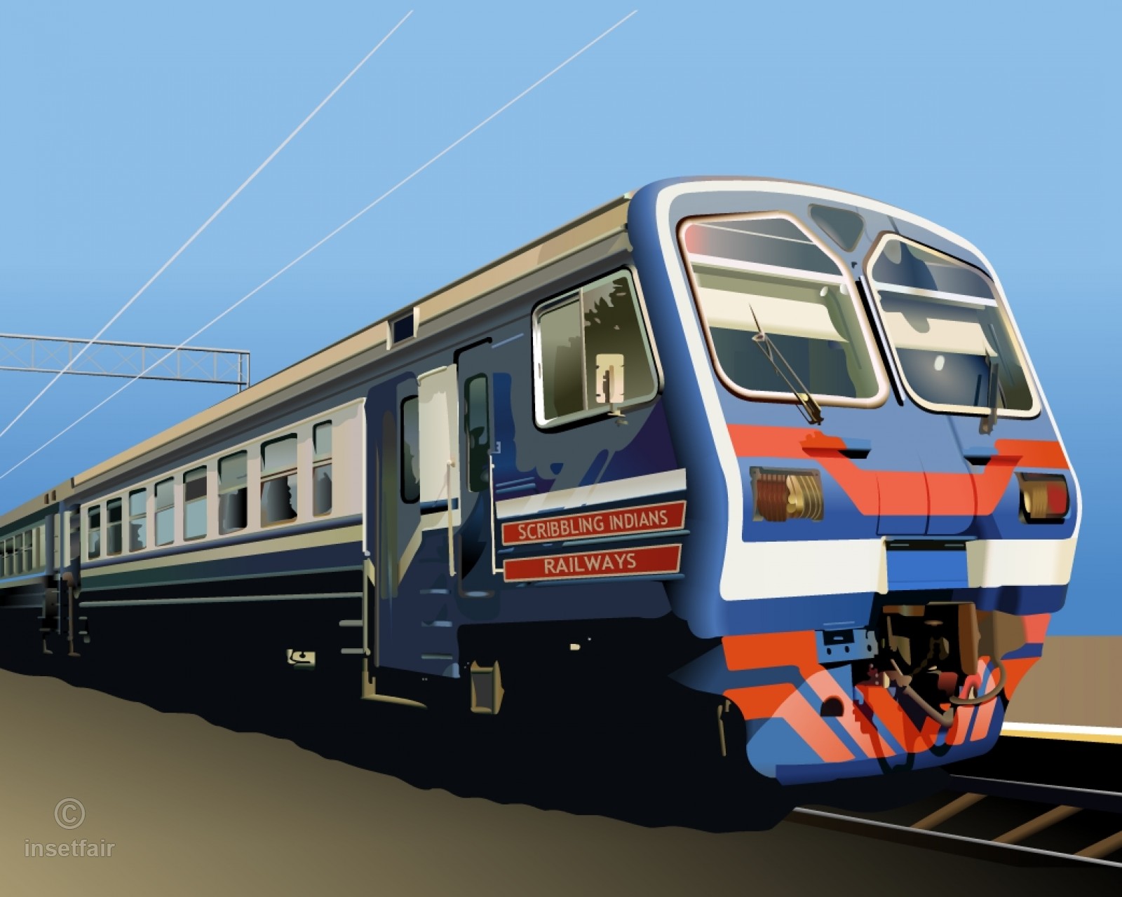 1600x1280 Broad Gauge Electric Passenger Train Vector Png
