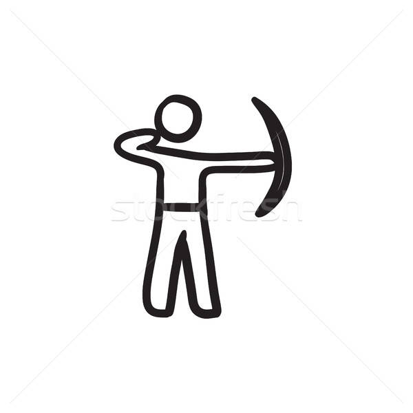 600x600 Archer Training With Bow Sketch Icon Vector Illustration Andrei