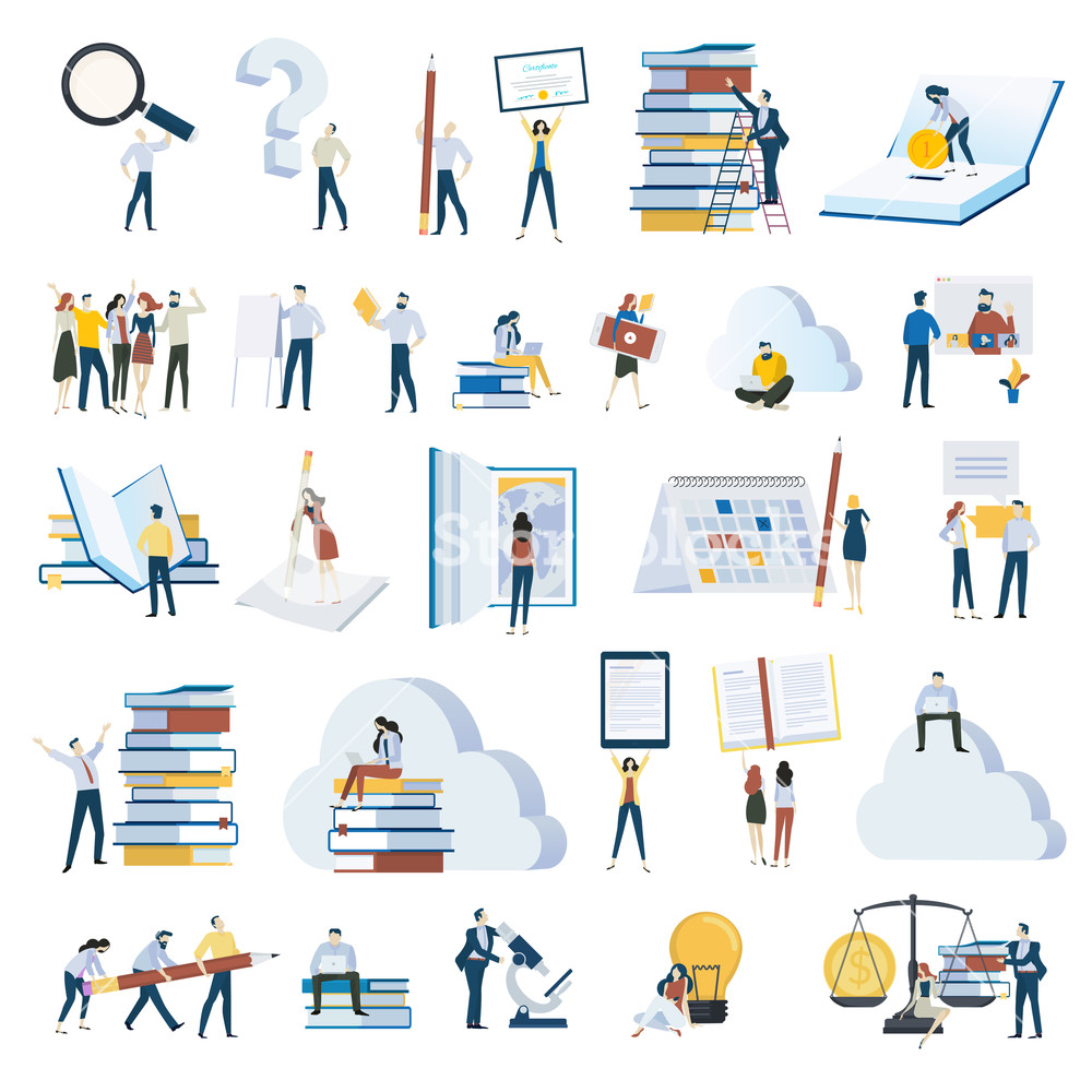 1000x1000 Flat Design People Concept Icons Isolated On White Set Of Vector