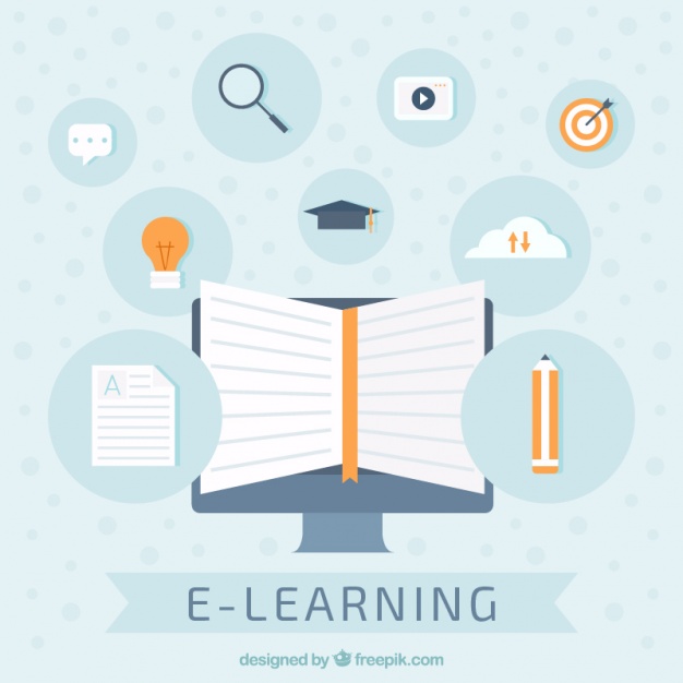 626x626 Blue Background With Elements For Online Training Vector Free