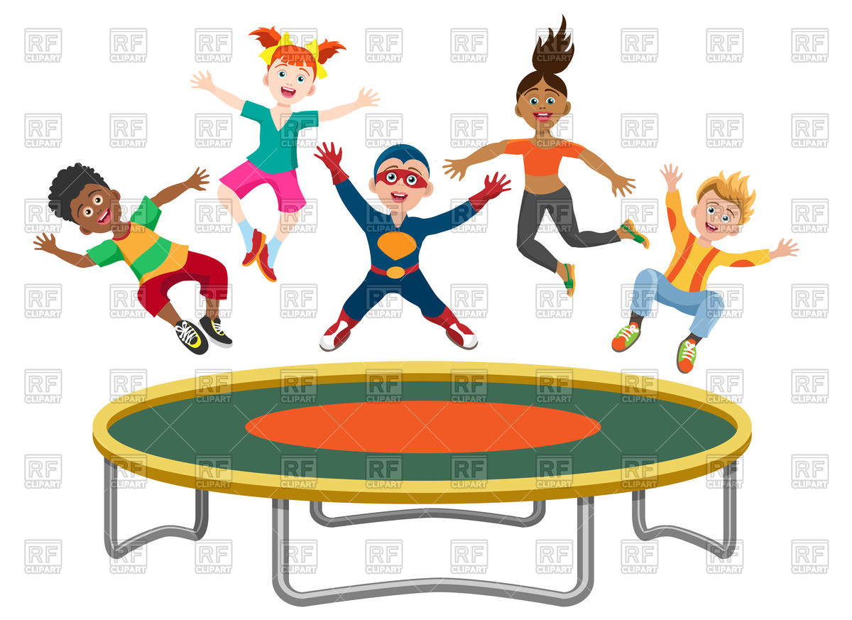 1200x873 Energetic Kids Jumping On Trampoline Vector Image Of Children