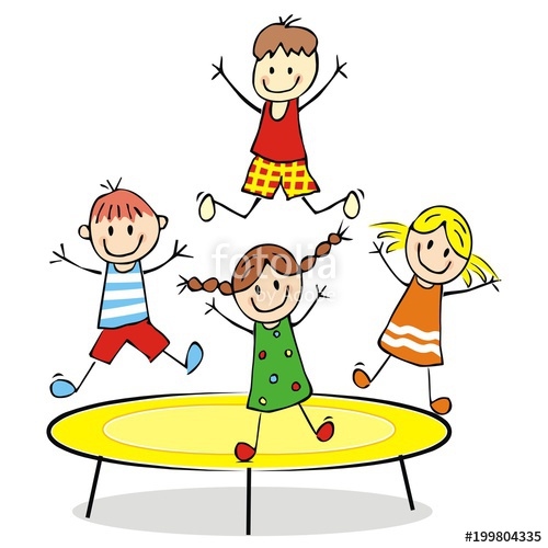 500x500 Happy Kids On A Trampoline, Vector Illustration Stock Image