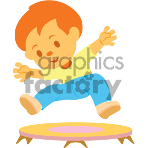300x300 Boy Jumping On Trampoline Vector Illustration Clipart Royalty
