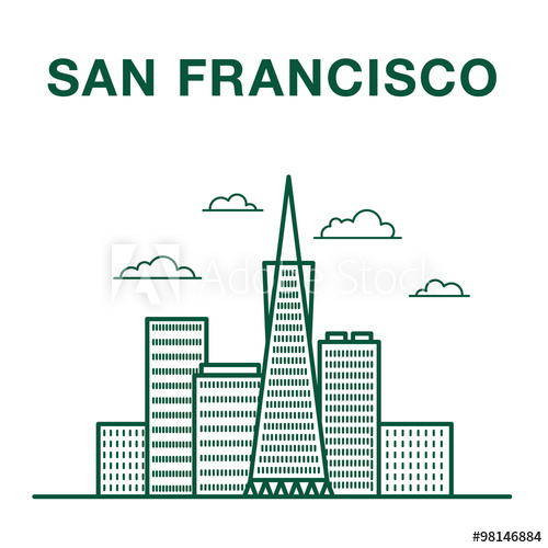 San Francisco Trans America Building Line Art Illustration 500x500 San Francisco Trans America Building Line Art Illustration