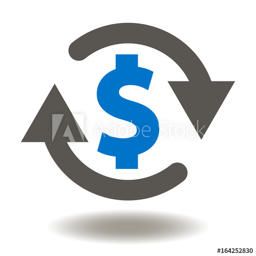 500x500 Money Transfer Vector Icon Circular Arrows Dollar Illustration