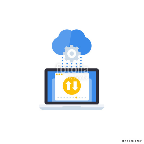 500x500 Sync With Cloud, Data Transfer Vector Icon Stock Image
