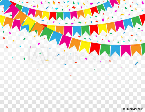 500x385 Web Banner With Garland Of Colour Flags And Confetti